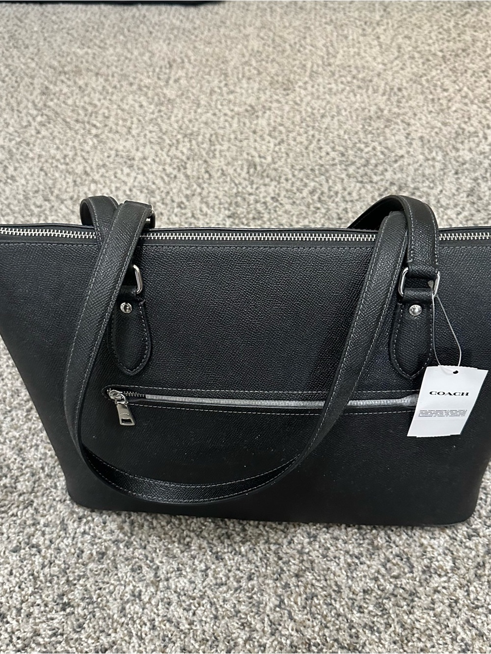 NWT Coach Gallery Tote CH285 Black Crossgrain Leather Silver - Picture 2 of 16